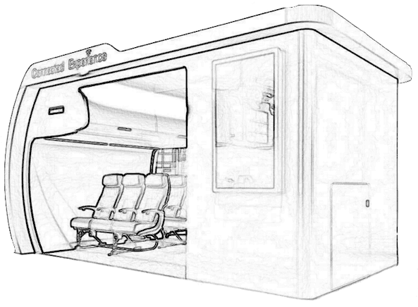 Skizze eines Demonstrators einer Flugzeugkabine